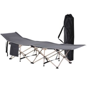 Folding Camping Cots for Adults with Carry Bags, Side Pockets, Outdoor Portable Sleeping Bed for Travel Camp Vocation, Grey