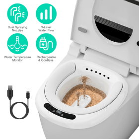 Electric Sitz Bath for Women Postpartum Care & Men Prostate Care, Dual Spraying Nozzles 3-Level Water Flow