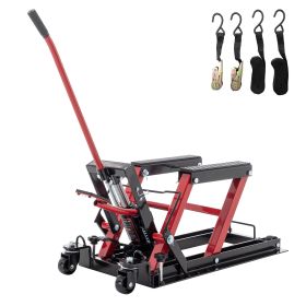 1500 LBS Capacity Hydraulic Motorcycle Lift Jack, Portable Foot-Operated Motorcycle Lift Table with Wheels