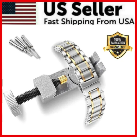 Metal Adjustable Watch Band Strap Bracelet Link Pin Remover Repair Tool Kit US (Option: Silver)