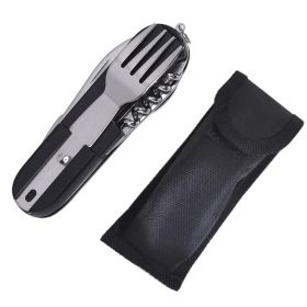 Multifunctional Outdoor Camping Portable Folding Tableware (Color: black, Type: Cookware Accessories)