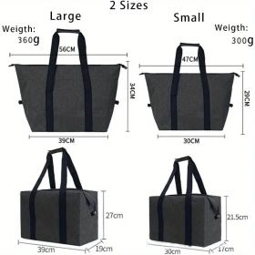Large Cooling Bag, 5.28gal Foldable Shopping Bag (Color: black)